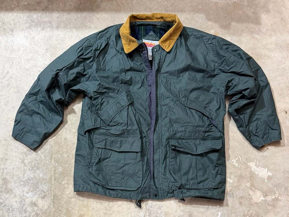 Winchester Vintage Green Field Hunting Coat Jacket with Corduroy Collar XL